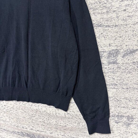 Koe Cotton Blend Crew Neck Knit Sweater Navy - Picture 5 of 5